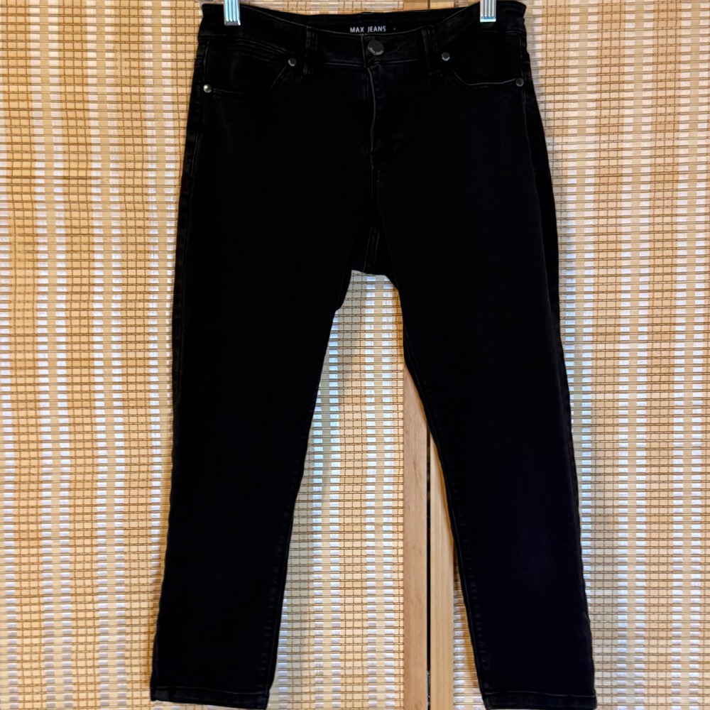 Max Jeans Black Skinny Denim‎ Mid Rise Five Pocket Stretch Jeans Womens Size 4